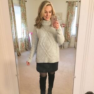 Michael Kors HeatherGray Cableknit Turtleneck Sweater